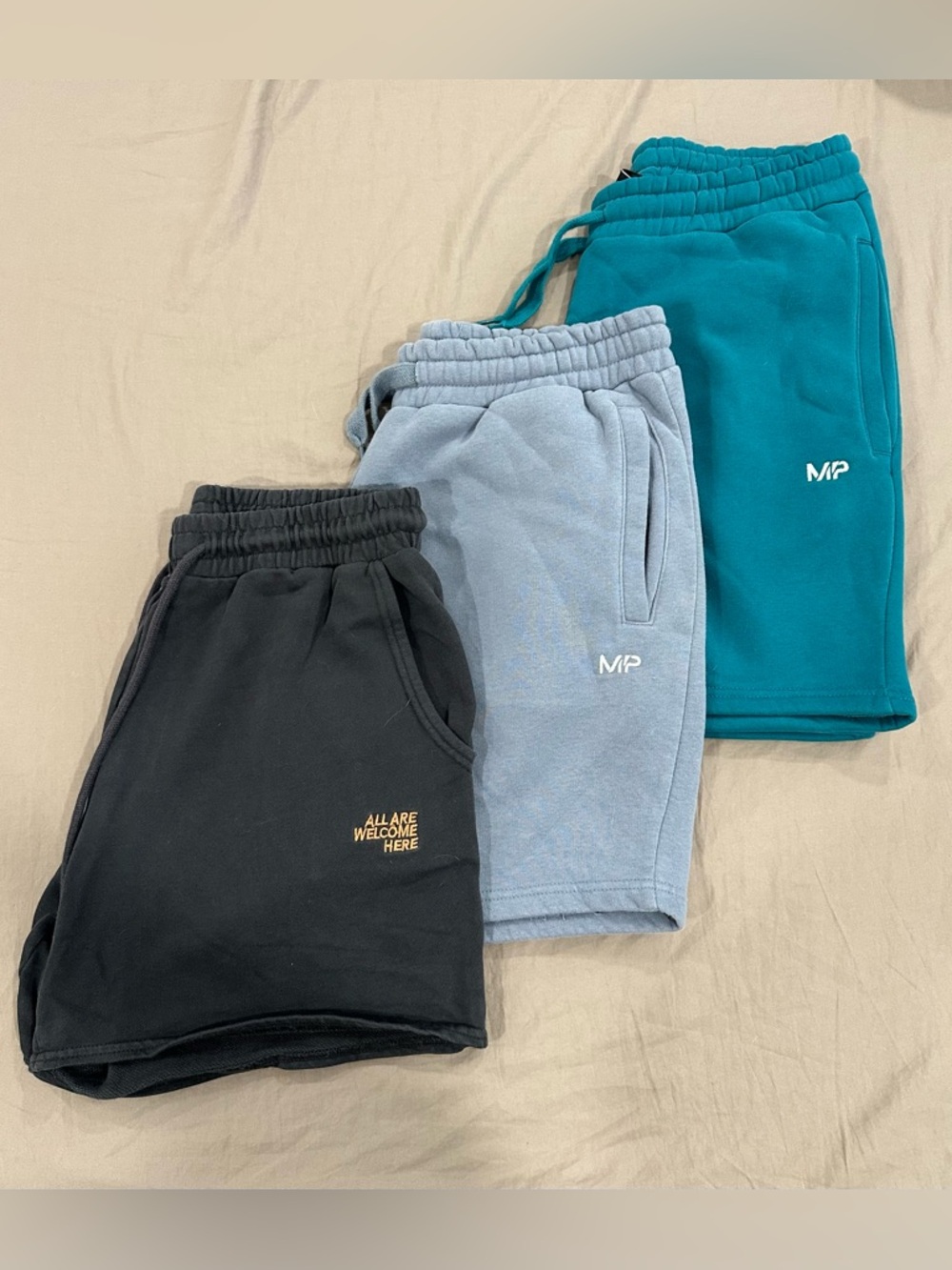 3-Pack Casual Fleece Shorts - Black, Light Blue, Teal - Picture 11 of 11
